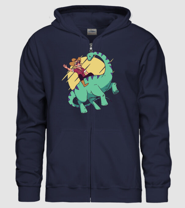 Dinozaur Cowboy model albastru închis pe tricou