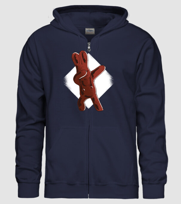 Iepuraș de Ciocolată model albastru închis pe tricou