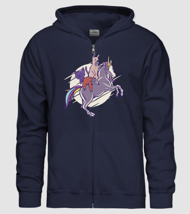 Animale drăguțe pe Unicorn model albastru închis pe tricou