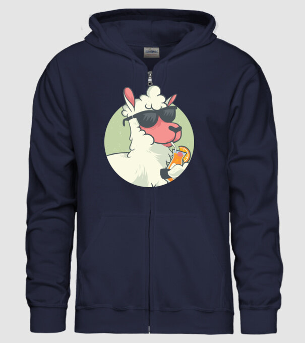 Lama drăguț cu cocktail tricou amuzant model albastru închis pe tricou