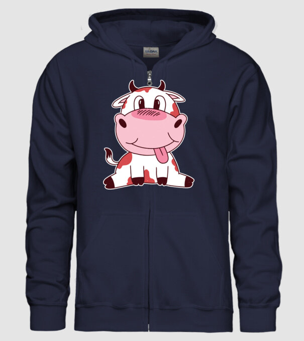 Vacă drăguță model albastru închis pe tricou