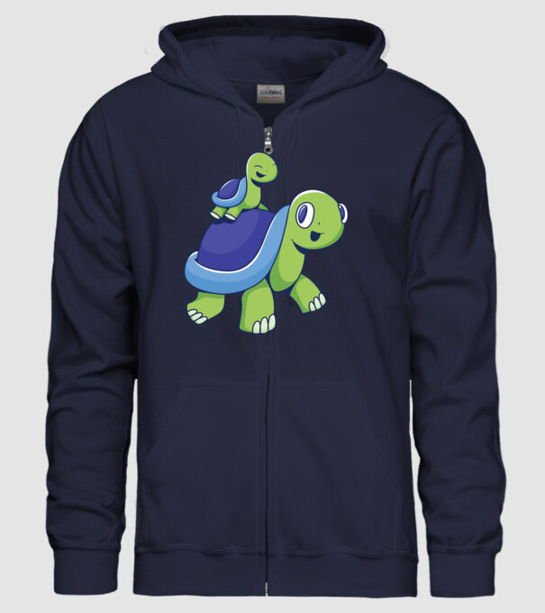Familie țestoase drăguțe model albastru închis pe tricou