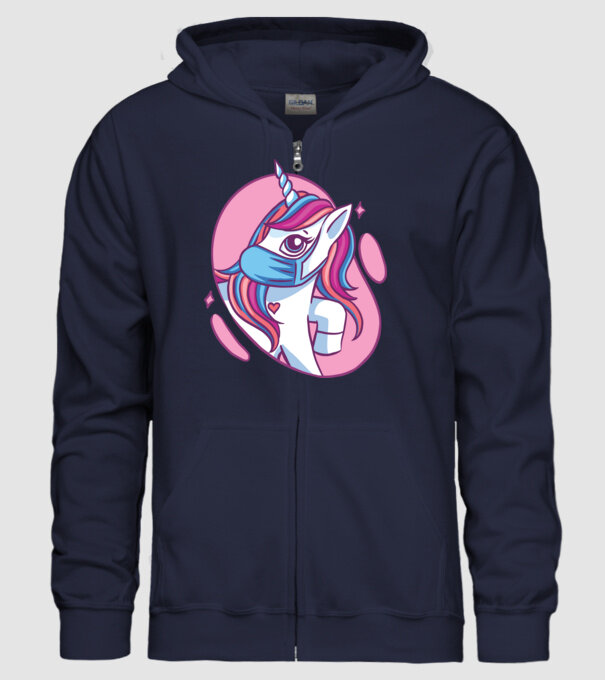 Unicorn drăguț cu mască model albastru închis pe tricou
