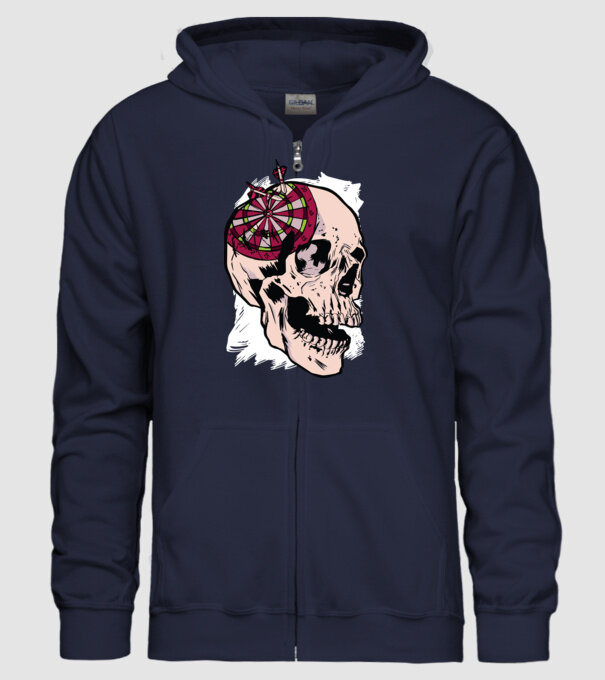 Craniu Darts model albastru închis pe tricou