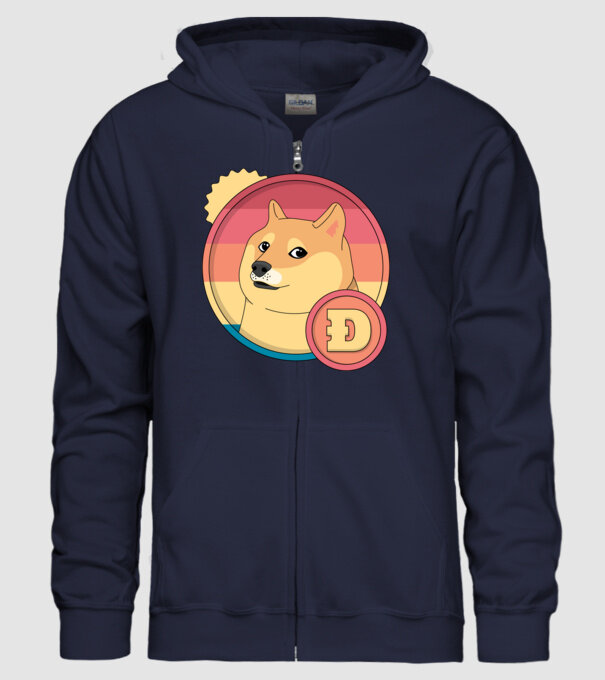 Doge Coin model albastru închis pe tricou