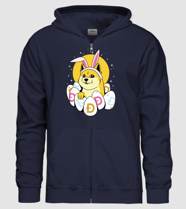 Dogecoin Paște model albastru închis pe tricou