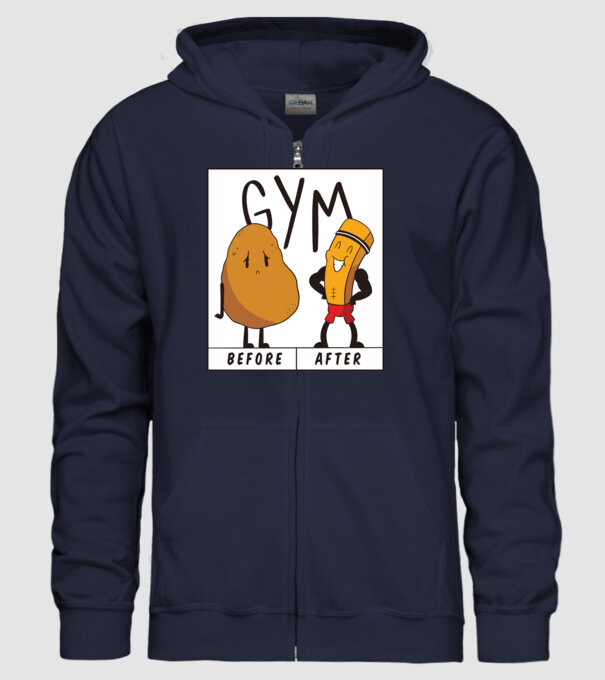 Înainte de antrenament, După antrenament model albastru închis pe tricou