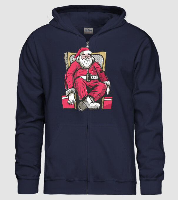Moș Crăciun Obosit model albastru închis pe tricou