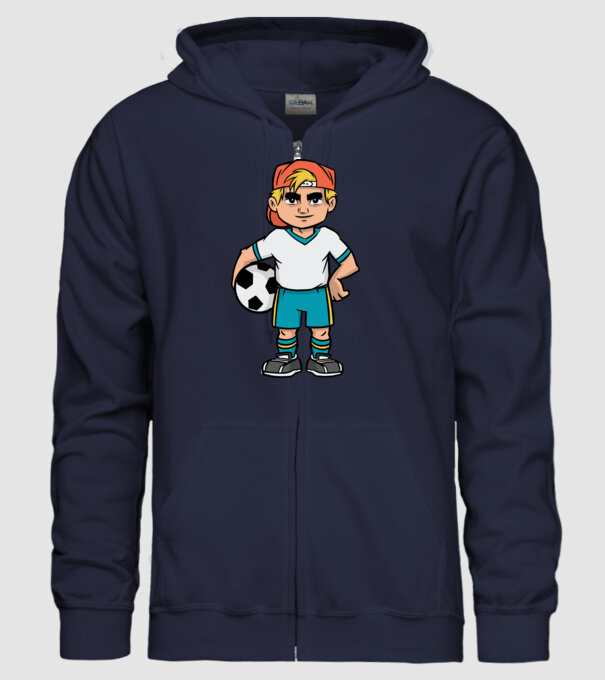 Băiat Fotbalist model albastru închis pe tricou
