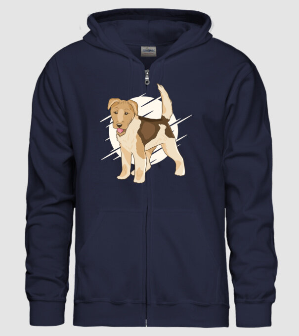 Fox Terrier model albastru închis pe tricou