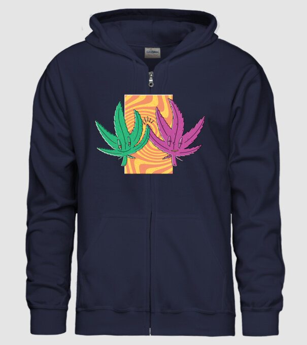 Frunze marijuana salut model albastru închis pe tricou