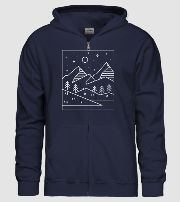 Peisaj geometric model albastru închis pe tricou