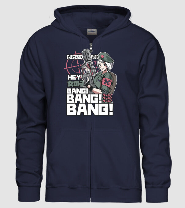 Fată Anime Gerilla model albastru închis pe tricou