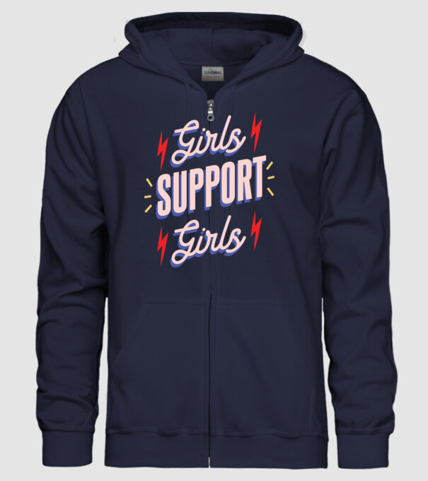 Girls Support Girls Ziua Femeii model albastru închis pe tricou
