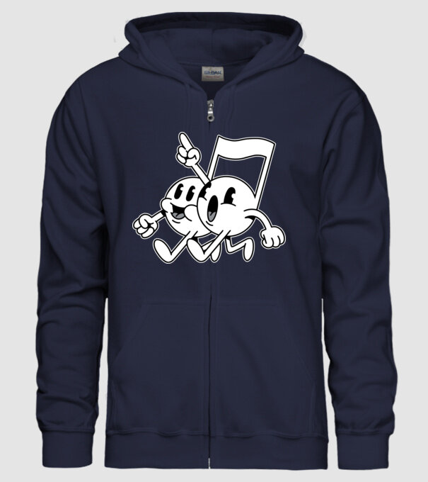 Note muzicale model albastru închis pe tricou