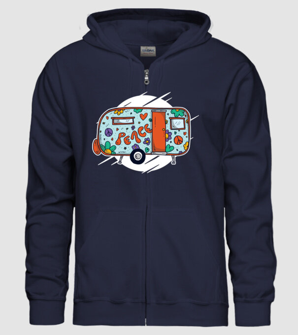 Autorulotă Hippi model albastru închis pe tricou