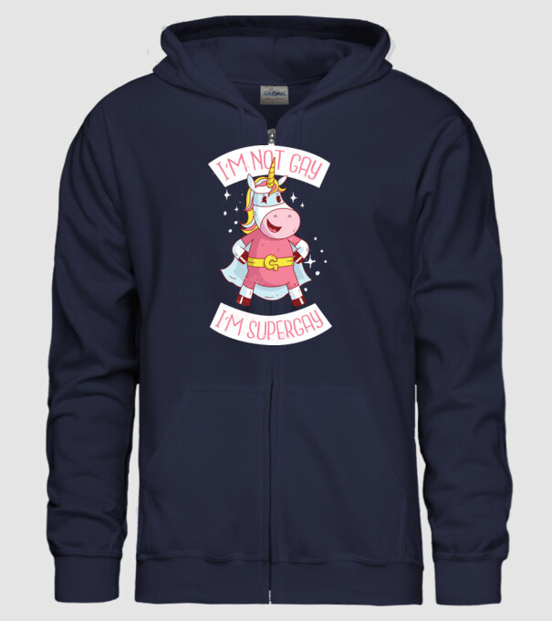 'I''m not gay i''m supergay' model albastru închis pe tricou