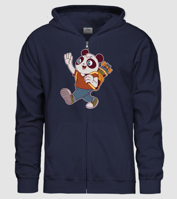 Panda școlar model albastru închis pe tricou