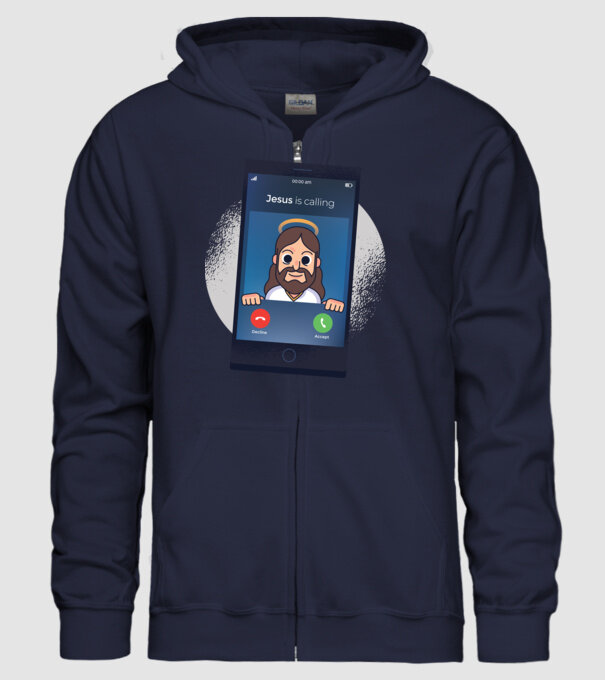 Isus te sună tricou amuzant model albastru închis pe tricou