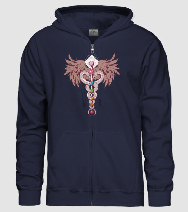 Chakra yoga model albastru închis pe tricou