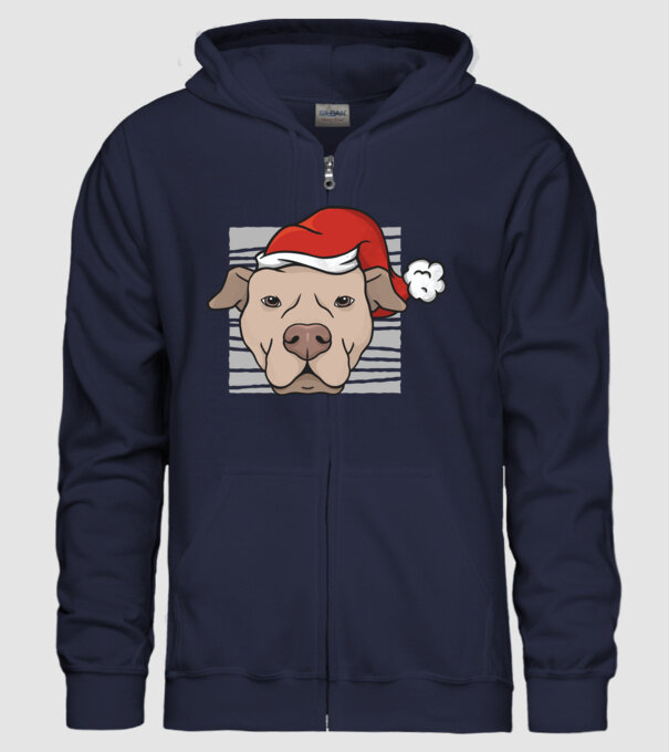Pitbull de Crăciun model albastru închis pe tricou