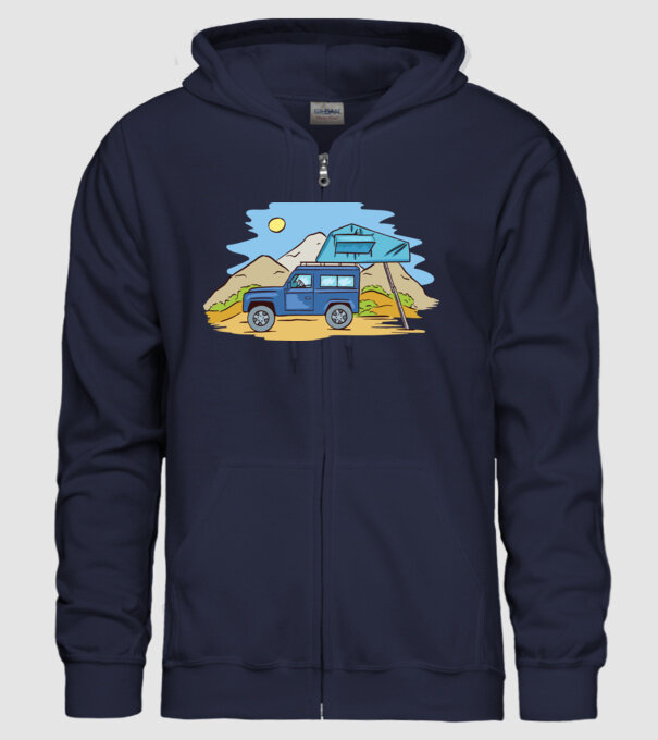 Mașină de camping model albastru închis pe tricou