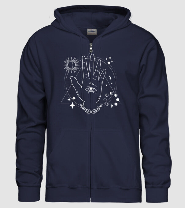 Mână Ochi atotvăzător model albastru închis pe tricou