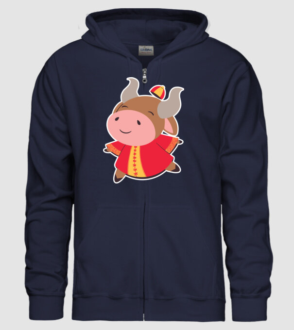 Anul chinezesc - Anul Bivolului model albastru închis pe tricou