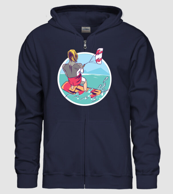 Kite Surf model albastru închis pe tricou