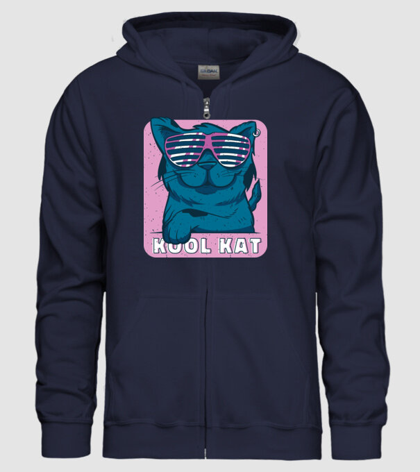 Kool Cat - Pisică Cool model albastru închis pe tricou