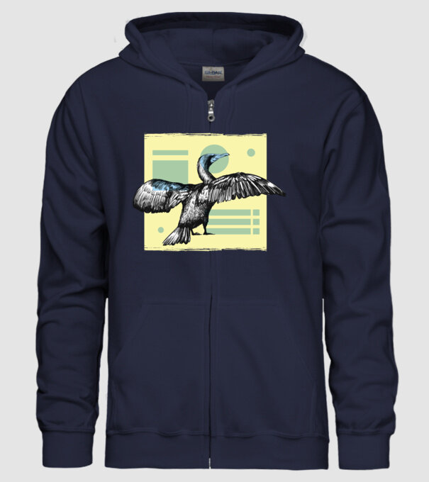Pasăre cormoran model albastru închis pe tricou