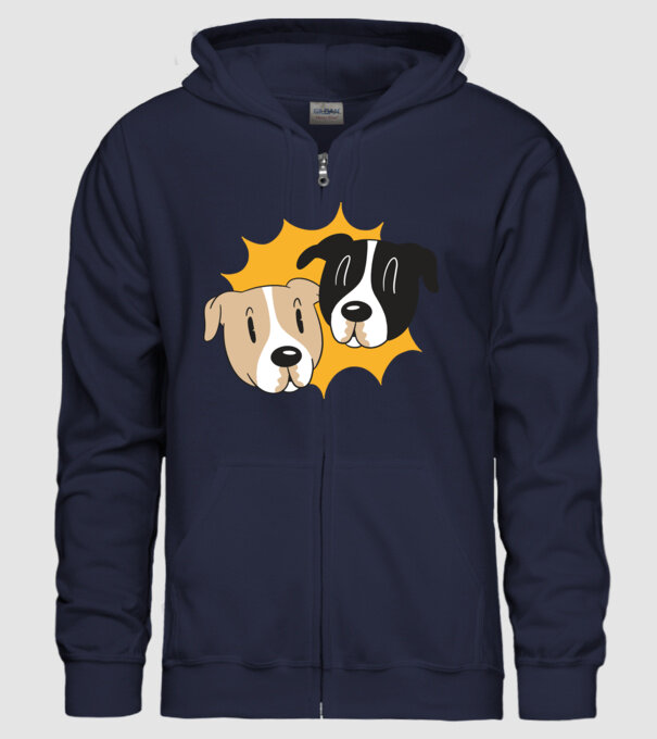 Capete de câini model albastru închis pe tricou