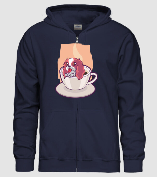 Cafea câine model albastru închis pe tricou