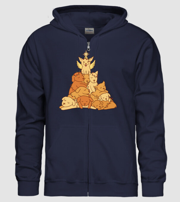Pom de Crăciun cu Câine model albastru închis pe tricou