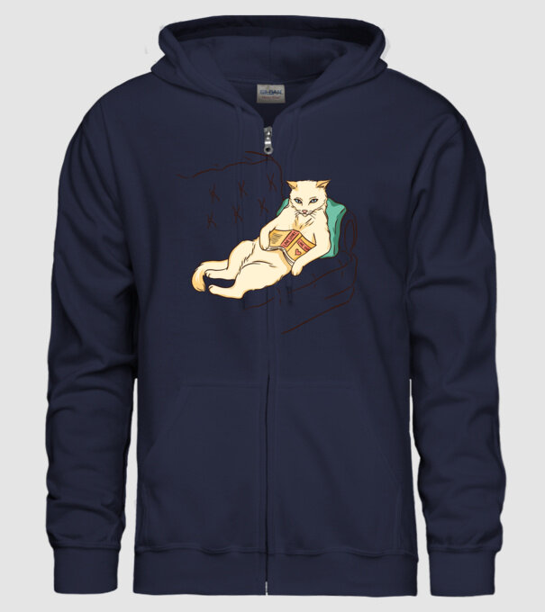 Odihnă Pisică model albastru închis pe tricou
