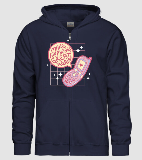 Make Flipphones Great Again Retro model albastru închis pe tricou