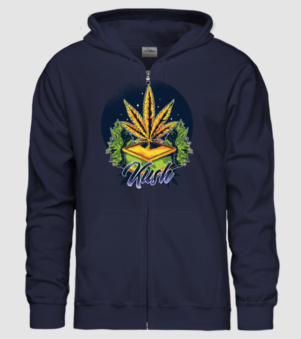 Marijuana Kush model albastru închis pe tricou