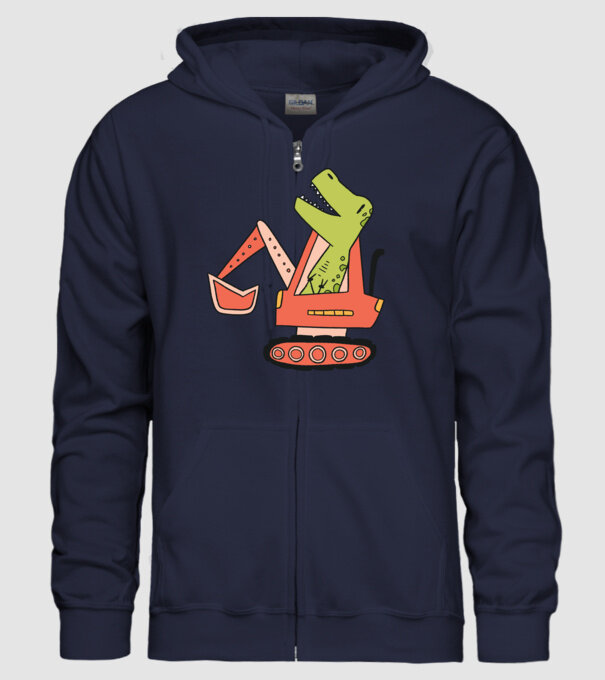 Excavator dinozaur model albastru închis pe tricou