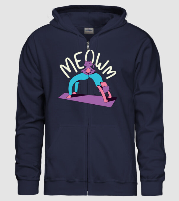 Meowm - Pisică Yoga model albastru închis pe tricou