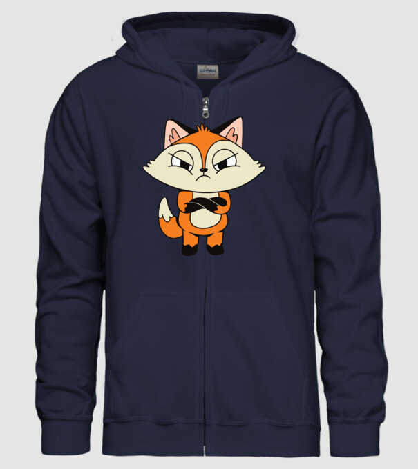 Vulpe furioasă model albastru închis pe tricou