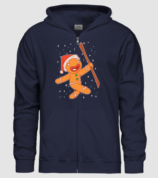 Turtă dulce Moș Crăciun tricou model albastru închis pe tricou