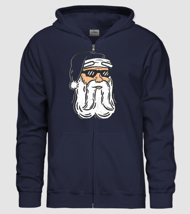 Cap Moș Crăciun model albastru închis pe tricou