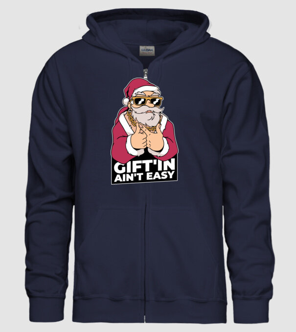 Moș Crăciun Gangster - tricou amuzant Crăciun model albastru închis pe tricou