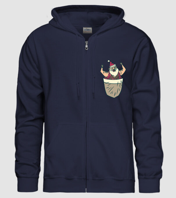 Buzunar Moș Crăciun model albastru închis pe tricou