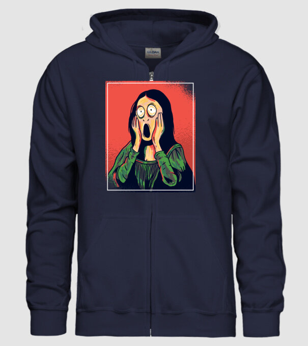 Mona Lisa țipăt model albastru închis pe tricou