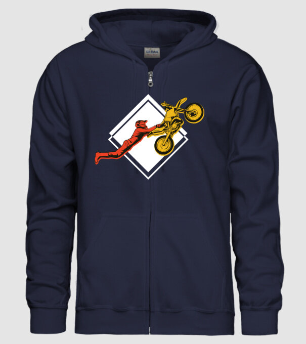 Săritură motocicletă model albastru închis pe tricou