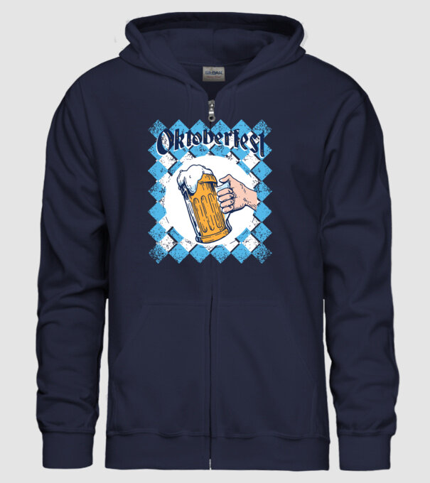 Tricou cu bere Oktoberfest model albastru închis pe tricou