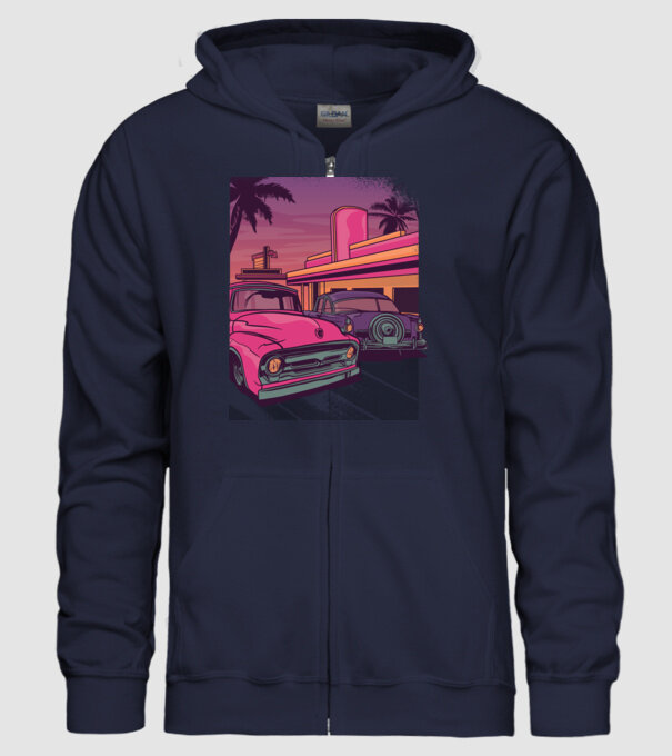 Old school California model albastru închis pe tricou