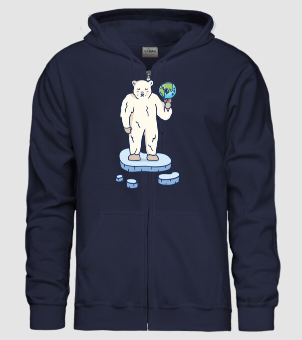 Topirea gheții cu urs polar model albastru închis pe tricou