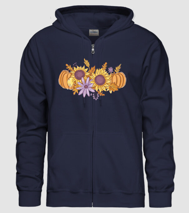 Scena de toamnă Halloween model albastru închis pe tricou